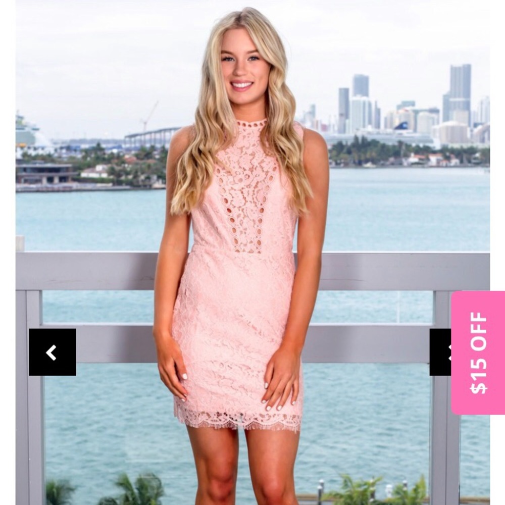 NWOT Main Strip Pink Lace Dress